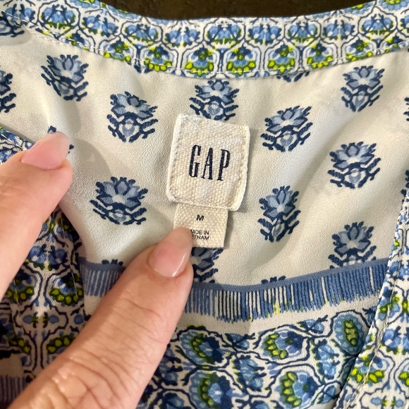 The GAP Sleeveless Blue Green White Patterned Tie Waist Shirt Dress Sz Medium - Picture 8 of 11